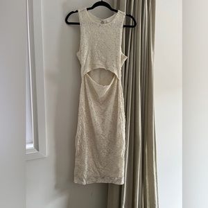 White lace cut out dress